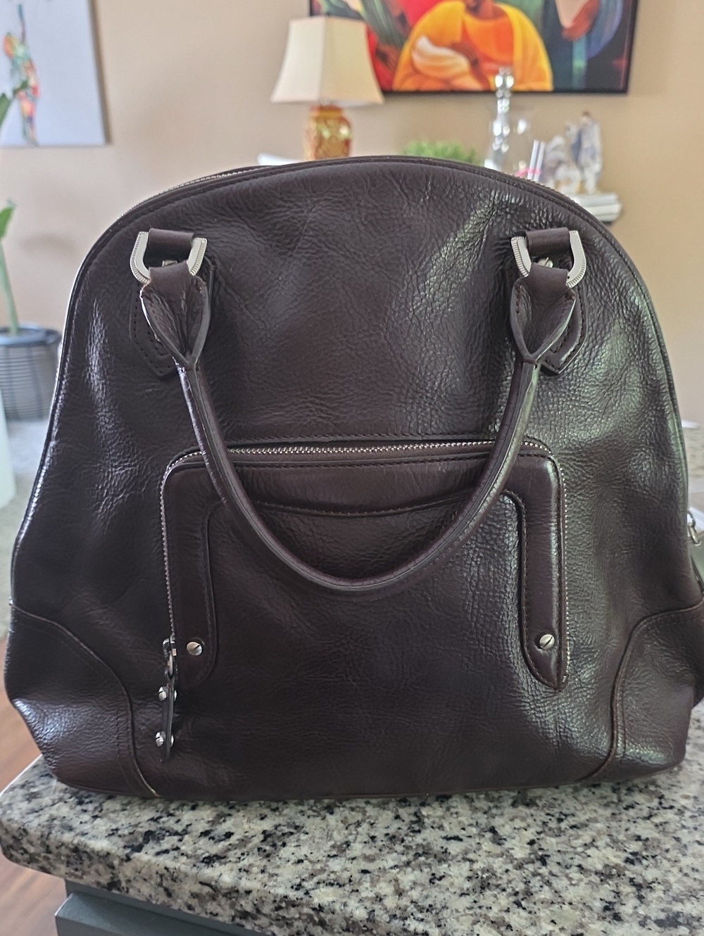 Cole Haan Dark Brown Leather Satchel Bag